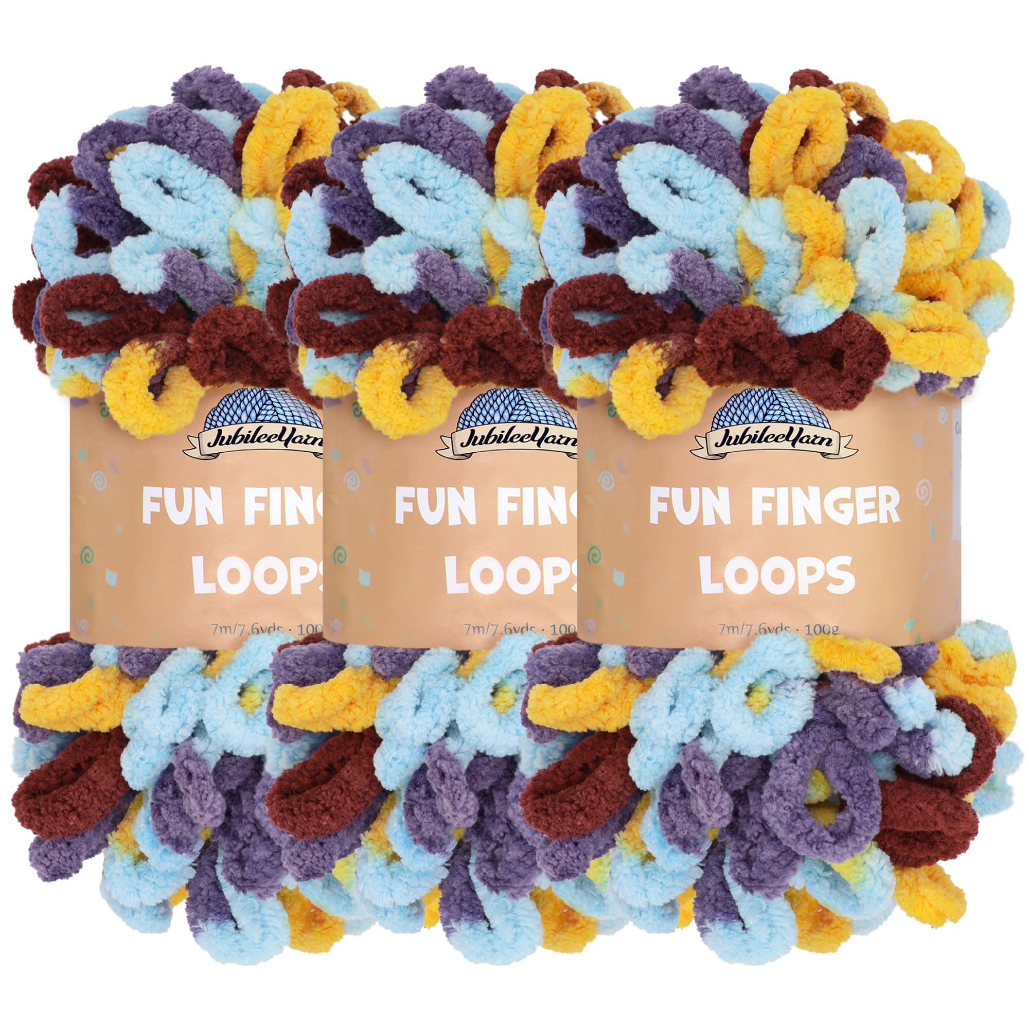 JubileeYarn Fun Finger Loops Yarn - Polyester Jumbo Weight Loop Yarn - 100g/Skein - Iris - 3 Skeins — image 1
