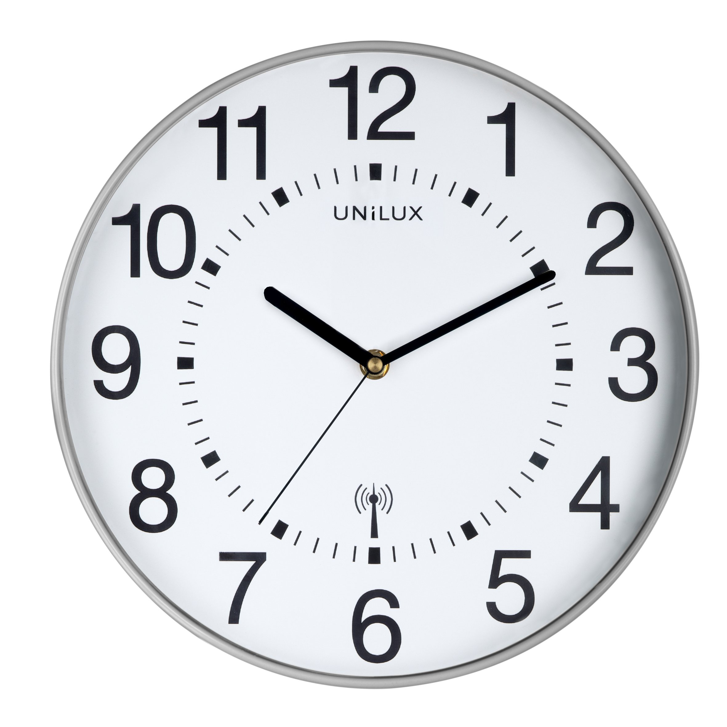 Unilux Maxi Wave Radio Wall Clock 37.5 cm Silver Grey