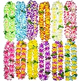 GoodUping 12 Counts Thickened Hawaiian Leis, Perfect Luau Party Supplies for Summer Beach Vacations, Essential Party Decorations for Birthday, Graduation, and Wedding Celebrations