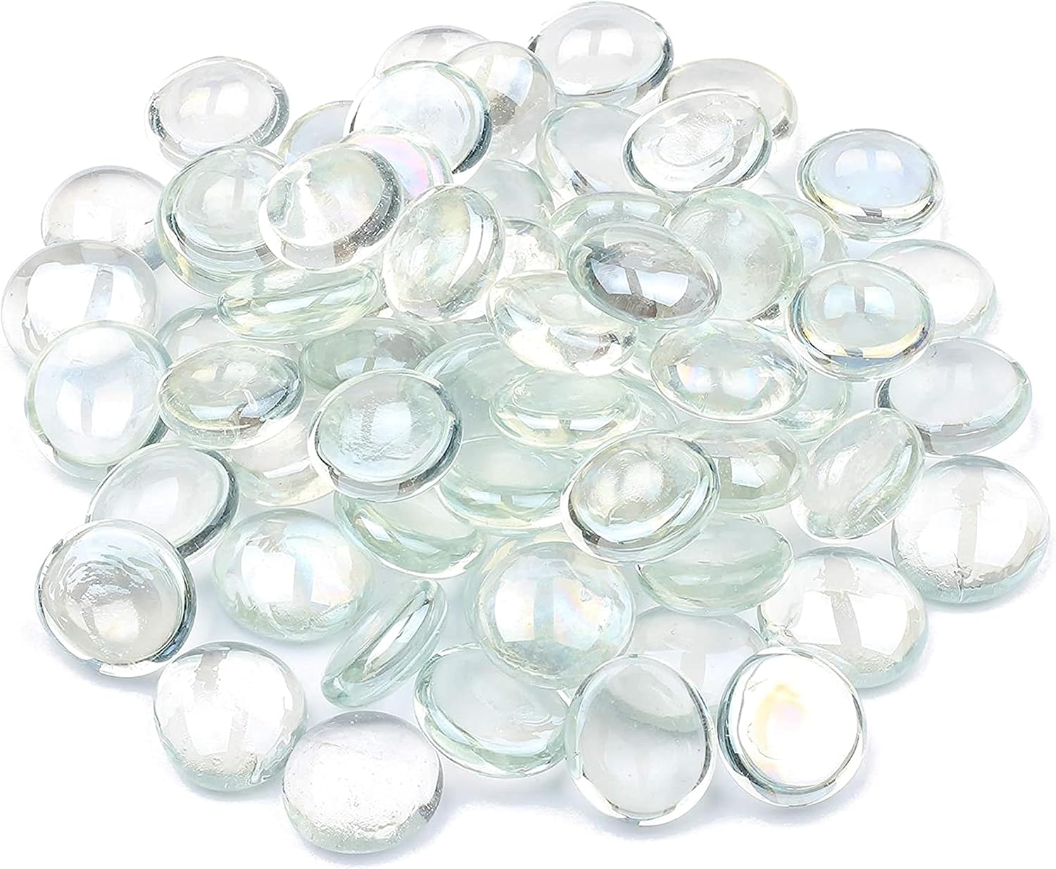 Vase Fillers - ARSUK Flat Glass Marbles Decorative Pebbles Mosaic Beads Gems Vase Fillers Floral Stones Aquarium Decor (1 LB, Transparent)