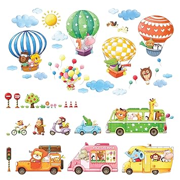 Decowall 1406a1506b Zug Doppeldecker Autos Flugzeuge Tiere Transporte Wandtattoo Wandsticker Wandaufkleber Wanddeko Fur Wohnzimmer Schlafzimmer Kinderzimmer Da 1806p1406b Amazon De Baumarkt