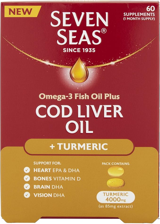 Seven Seas Cod Liver Oil Omega3, Turmeric & Vitamin D 60 Tablets