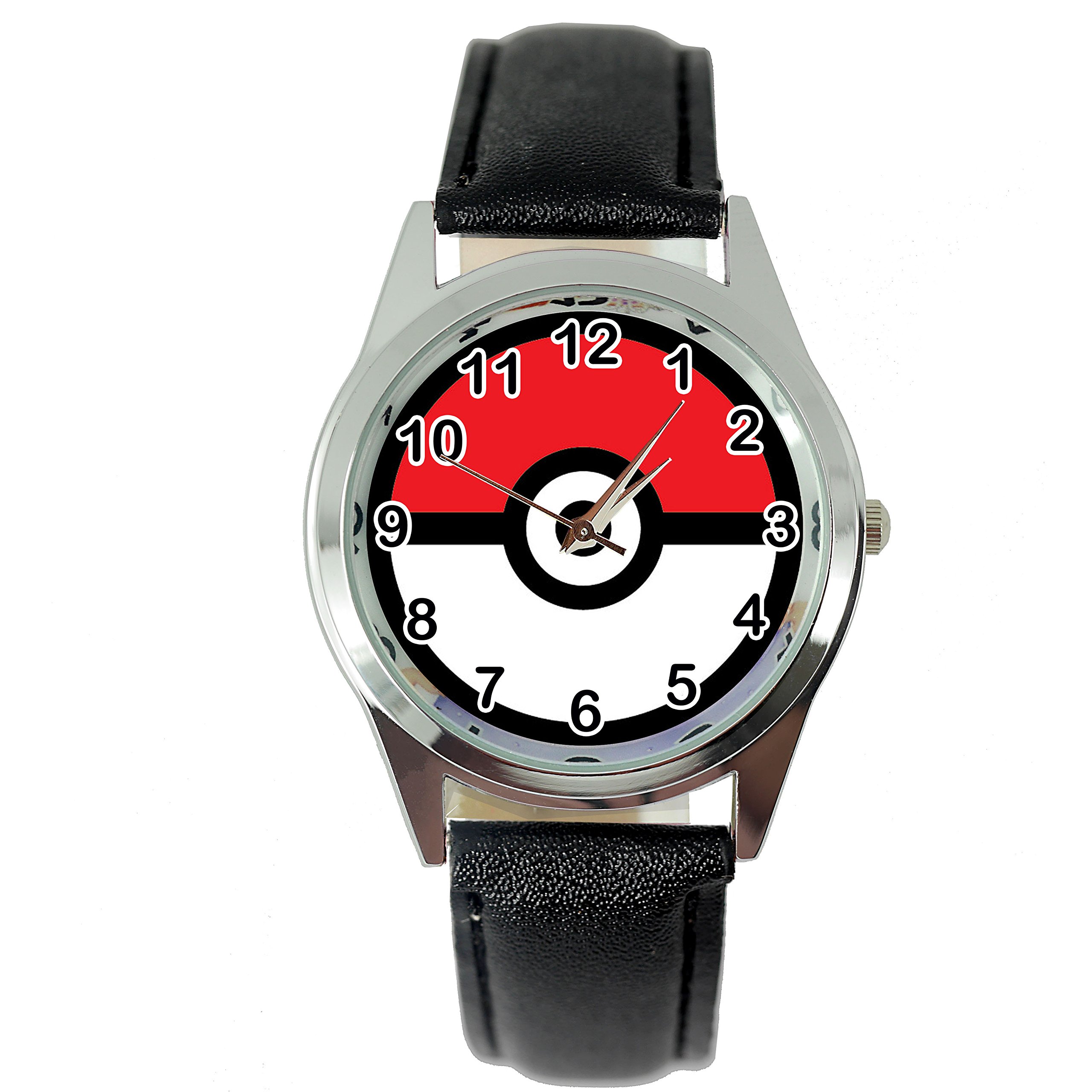 TAPORT Quartz Watch Black Leather Band for Pocket Monsters Fan