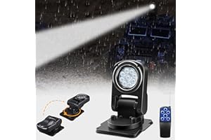 Remote LED Spot Lights for Trucks, Auto-Return 360 Rotating Search Light for Truck Marine Spotlight 180 Folding Backup Lights