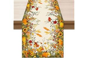 XCHI Fall Color Wild Flowers Pumpkin Table Runner Table Decoration for Kitchen Dining Dinner Autumn Home Decor 13x72 Inch