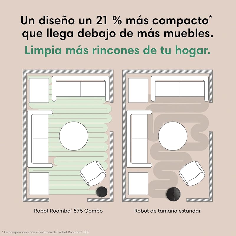 Roomba Plus 576 Combo y Base AutoWash multifunción, 25KPa, Mopas DualClean PerfectEdge, Lavado/Secado Calor, IA, PrecisionVision, Clearview Pro LiDAR, 90 días autonomía,Accesorios Extra, Negro