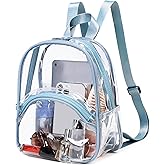 abshoo Clear Mini Backpack for Stadium Events Approved See Through Clear Bag for Girls Women (Blue)