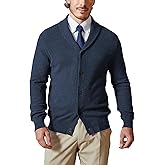 Kallspin Men's Pure Cotton Cardigan Sweater Button Down Shawl Collar Lightweight Knitwear Classic Casual