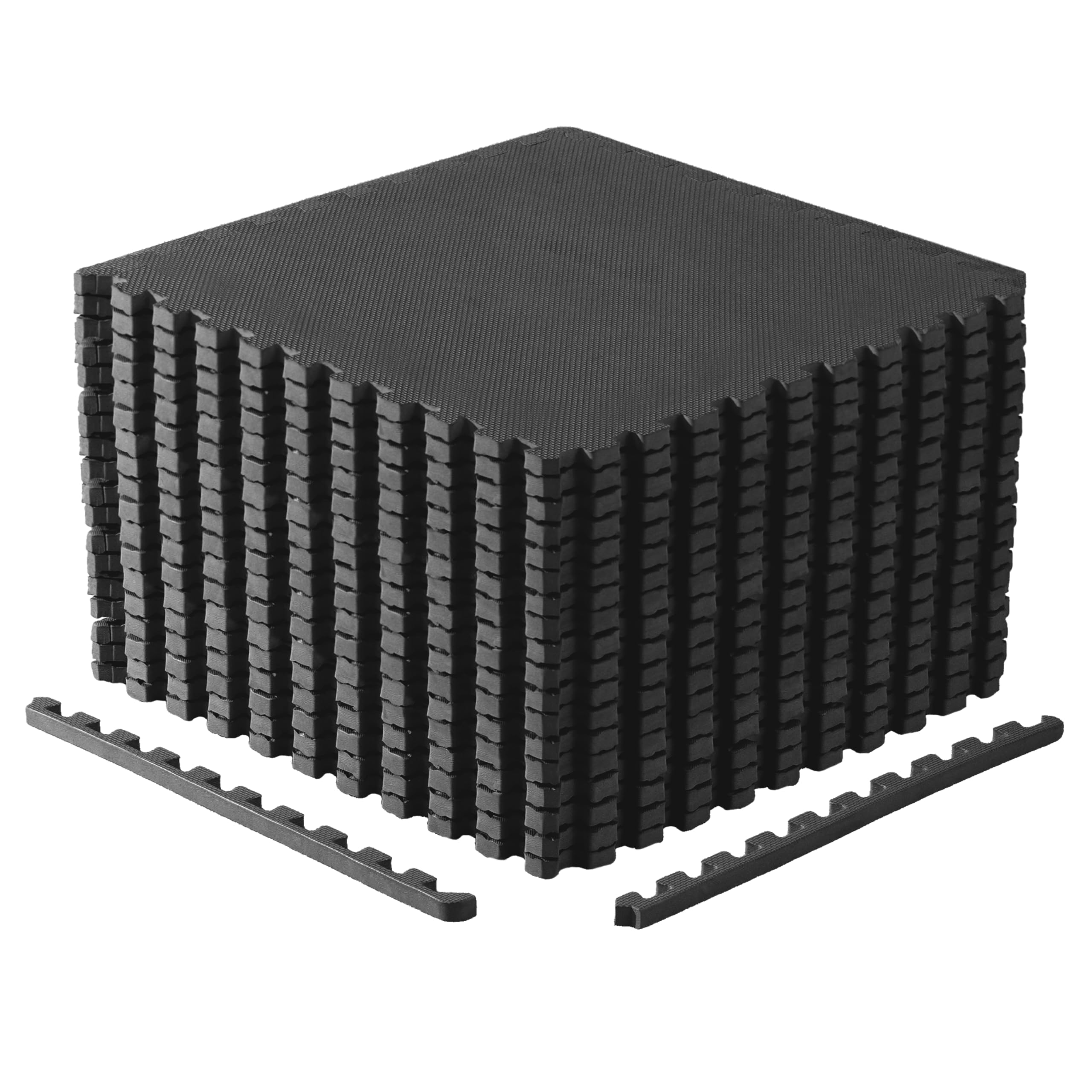 CAP Barbell 3/4-Inch Interlocking EVA Foam Exercise Puzzle Mat Home Gym Flooring - 3 Pack | 24" x 24" x 3/4" | T Pattern - Black Image