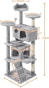 Yaheetech Cat Tree 158cm Cat Tower with Scratching Posts and 2 Houses view 3