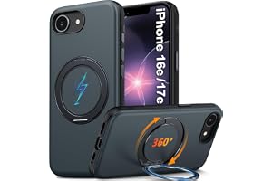 Oterkin iPhone 17e / 16e 手机壳,带 360° 旋转磁性支架,黑色