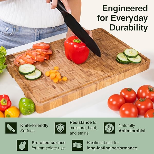 CACTUS & CUBBY PREMIUM BAMBOO CUTTING BOARD. DELUXE DEEP CARBONISED END GRAIN WOODEN CUTTING BOARD. 16.5″ X 11.8″. PRE-OILED BUTCHER BLOCK FOR PREPPING & SERVING. KNIFE FRIENDLY