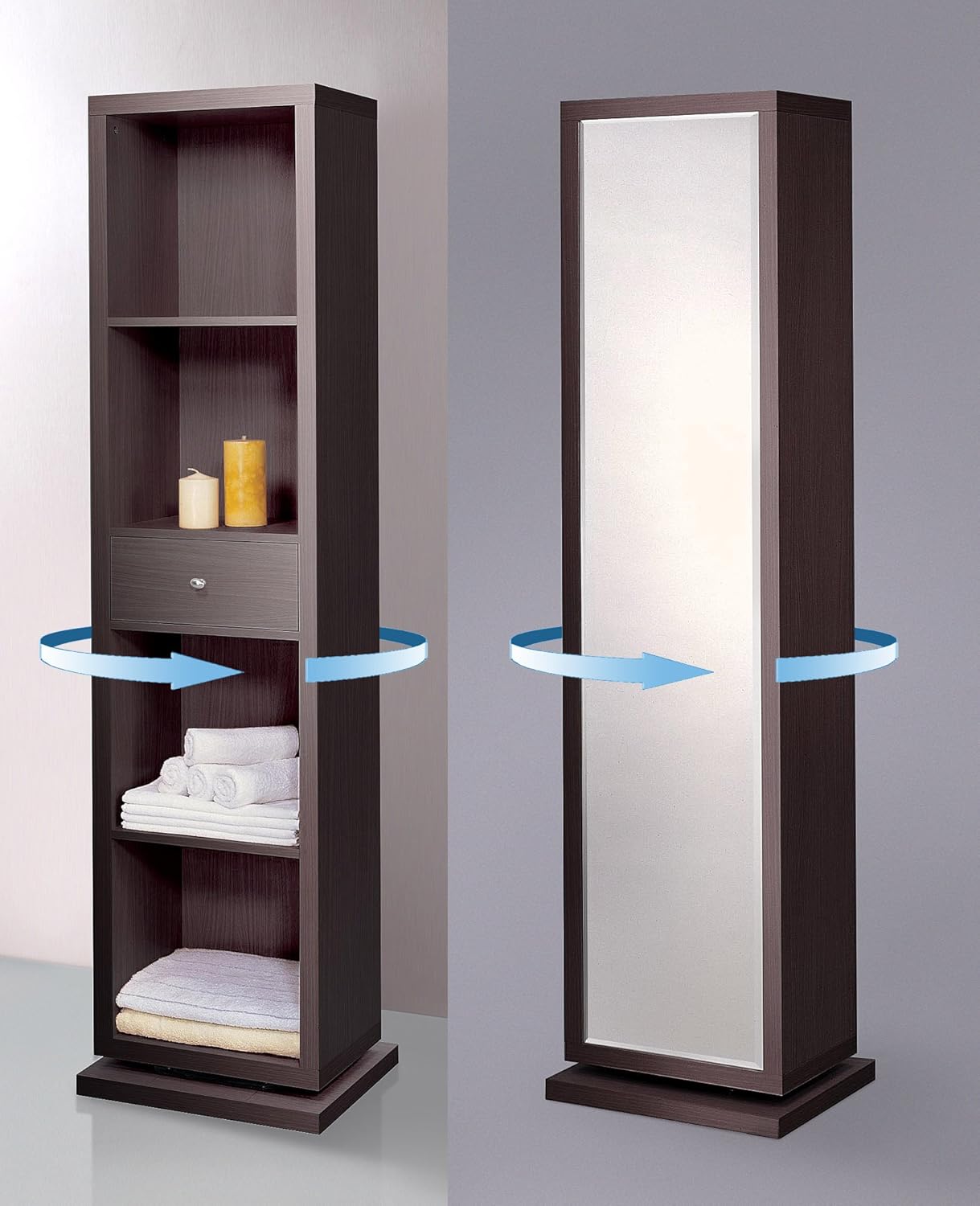 mirrored rotating shoe storage cabinet on Amazon Com Artiva Usa Belle Bella Home Deluxe Accent Sturdy Rotating System Free Standing Mirror And Swivel Cabinet Organizer With 4 Shelves And 1 Drawer 71 Inch Merlot Furniture Decor