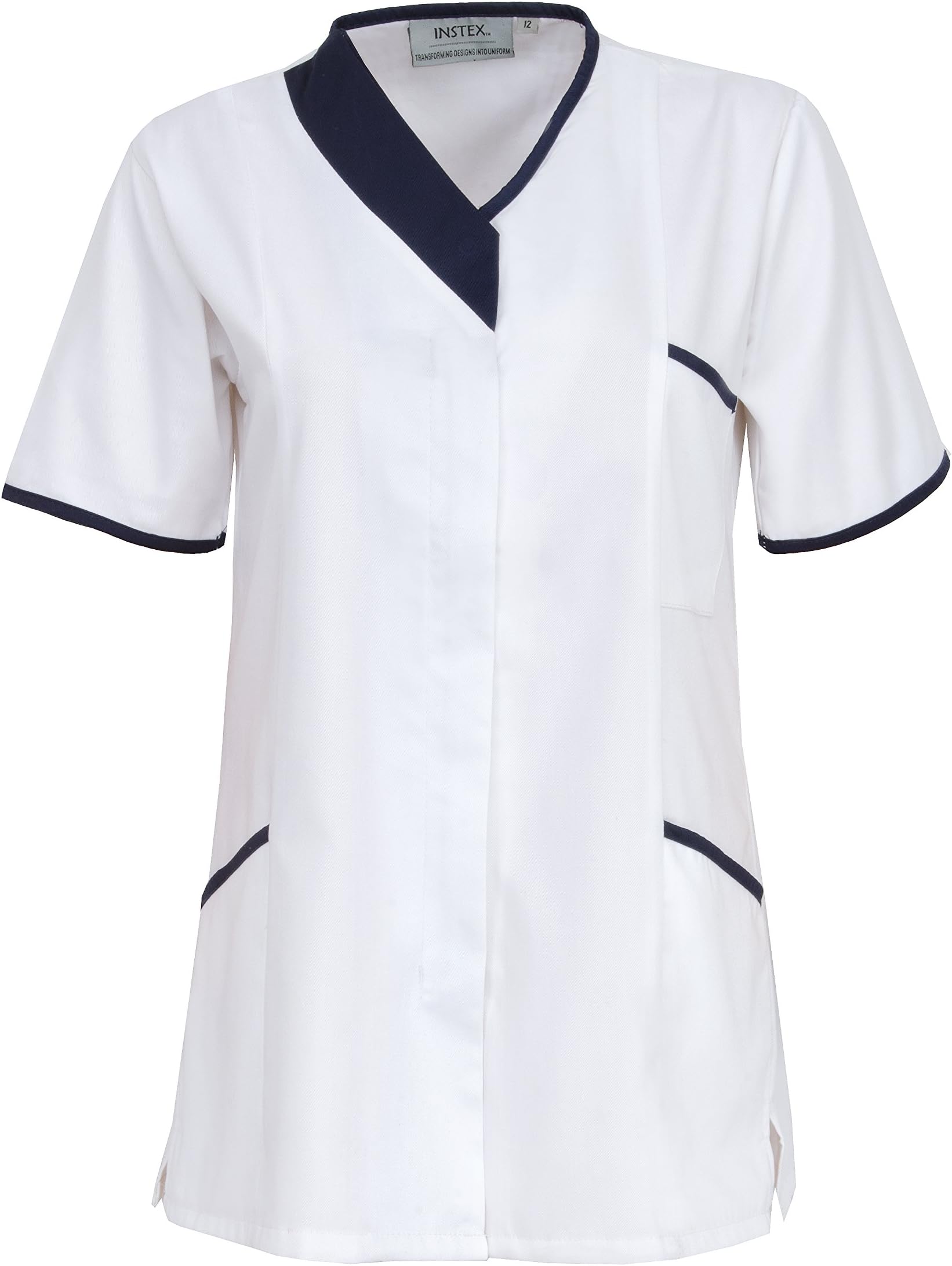 Instex Womens Asymmetrical Tunic with Contrast Trim, Dentist Vet Hospital Beauty Salon, INS33WH/N