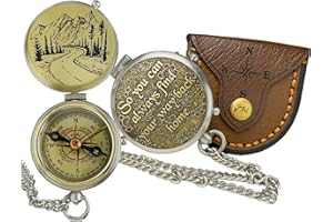 Handmade Brass Compass – “So You Can Always Find Your Way Back Home” or “Back to Me” Quote Gift for Son, Daughter, or Partner