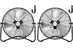 ACHAZEL 20" High Velocity Floor Fan, 3 Speed 5200 CFM, Heavy Duty Metal Industrial Fan for Garage, Workshop, Commercial and Basement, 2 Pack