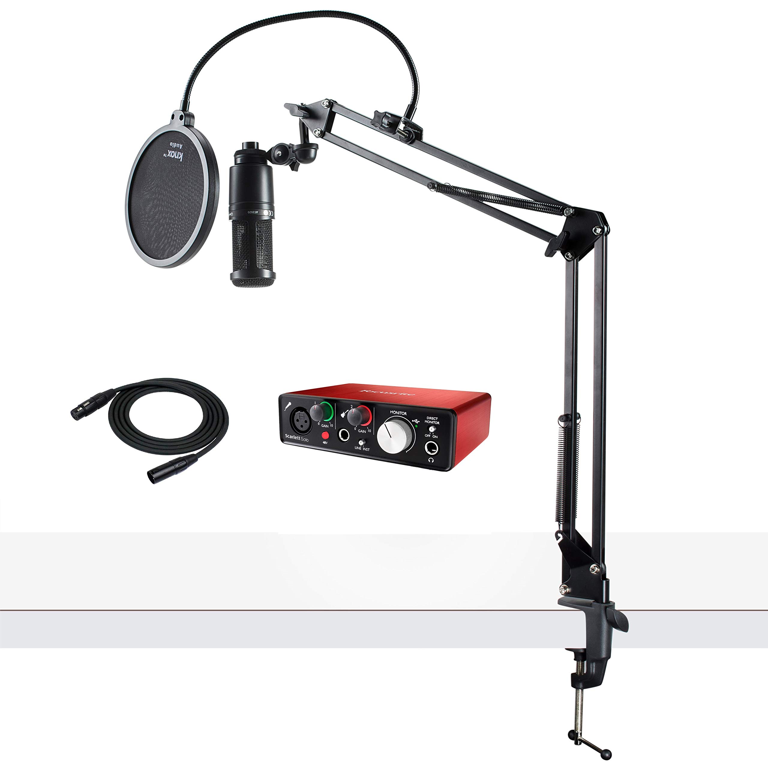 Audio Technica At2020 Microphone With Focusrite Scarlett Solo Usb 