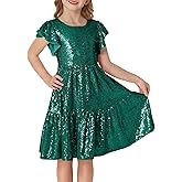 GRACE KARIN Girls Formal Party Dress Sequin Birthday Fancy Dresses Wedding Guest Dance Ruffle Dress Size 6-14