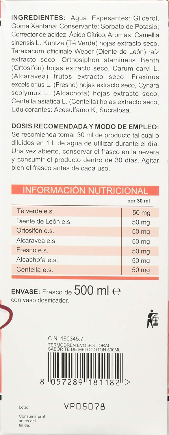 Shedir Termodren Evo Peach Taste 500ml 1 Piece 150g, 500 ml (Pack of 1) - Image 4