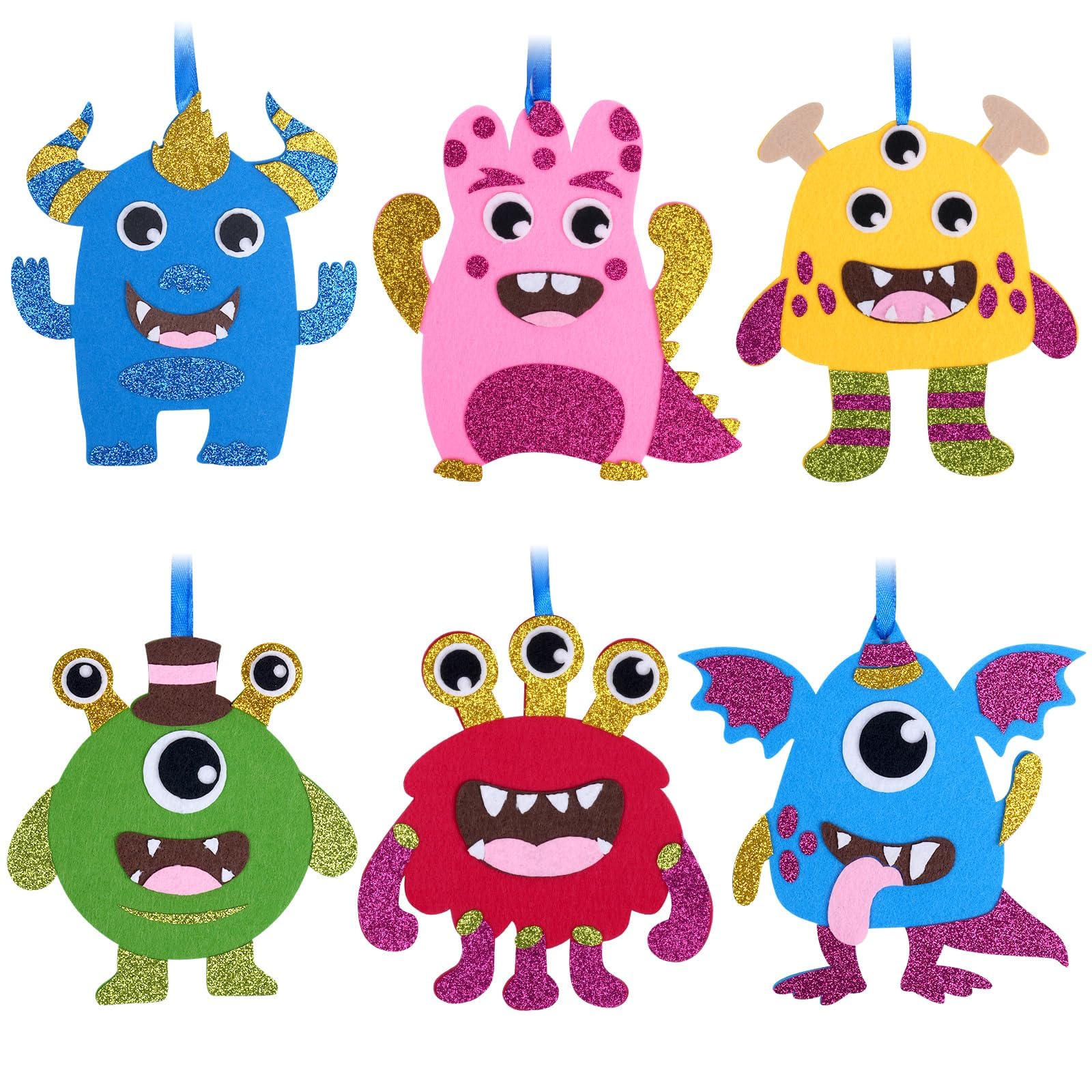 Ainiv Pack of 6 Monster Craft Set for Children, Foam Rubber, Monsters Craft Sets with Wiggly Eyes, Self-Adhesive, Crafts, Children's Birthday Gifts for Girls and Boys