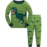 Akyzic Toddler Boys Planet Pajamas Dinosaur Cotton Kids Truck 2 Piece Train Kids Pjs Sleepwear Clothes Set 3-10T