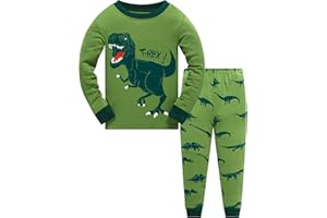 Akyzic Toddler Boys Planet Pajamas Dinosaur Cotton Kids Truck 2 Piece Train Kids Pjs Sleepwear Clothes Set 3-10T