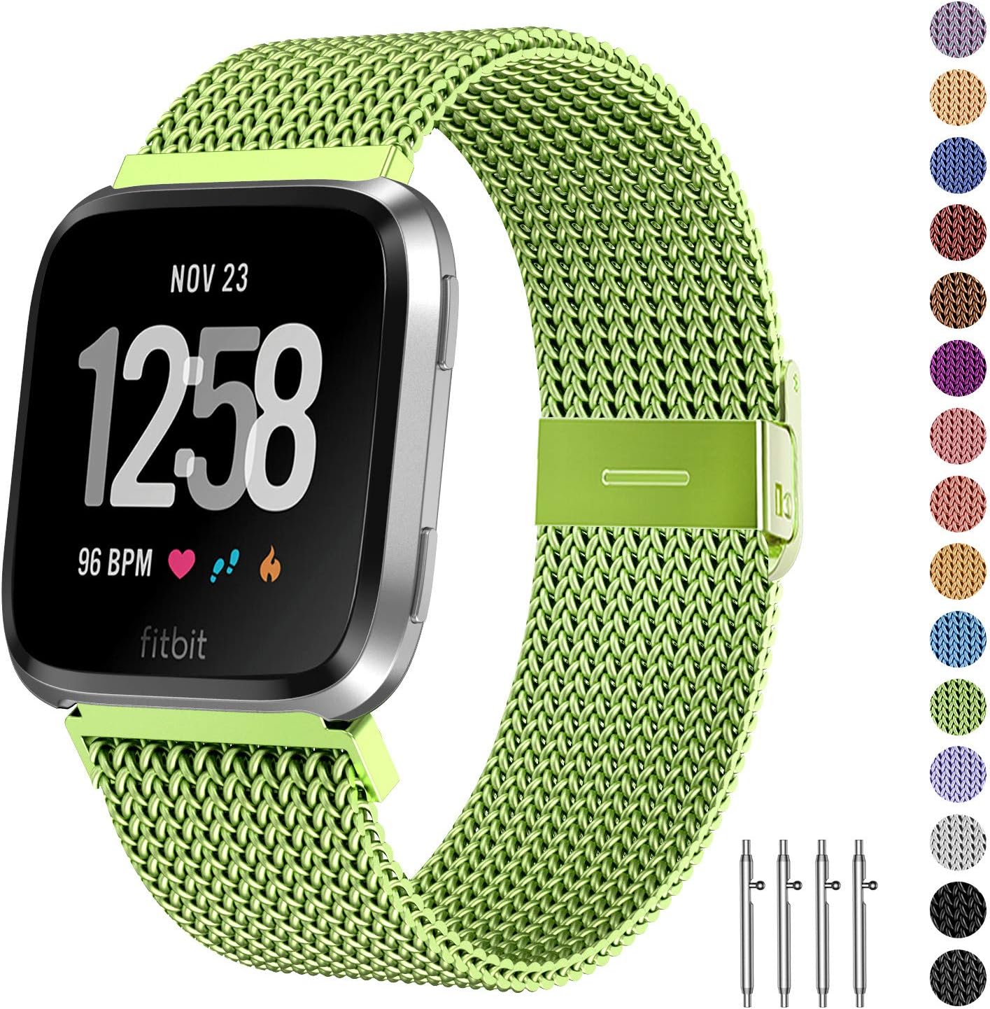 Fitlink Metal Bands Compatible for Fitbit Versa/Versa Lite Edition/Versa 2 Smart Watch for Women and Men,Small and Large, Multi-Color