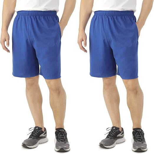 Fruit of the Loom 2 Pack Tagless Mens Shorts with Pockets 9 inch Inseam