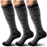 BULLIANT Men Compression Socks 3Pairs-Knee High Socks 15-20 Pressure Unise- Cushioned Sole Extra Wicking