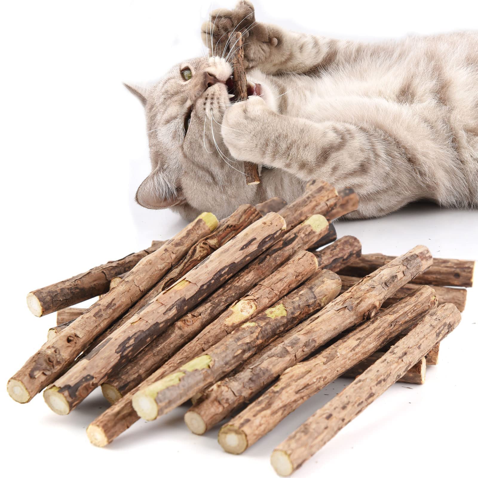 AngelReally Cat Toy Stick Teeth Brushing Catnip Toy Stick Cat Activity Toy Teeth Grinding Chew Toy Cat Games for Cats Kittens, Diameter 1.5 cm
