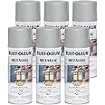 Rust-Oleum 7277830-6PK Stops Rust Metallic Spray Paint, 11 oz, Matte Nickel, 6 Pack