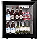 Mini Fridge Cooler with Glass, 60Can Beverage Refrigerator with Reversible Door for Beer Soda or Wine-1.6cu ft Small Drink Ce