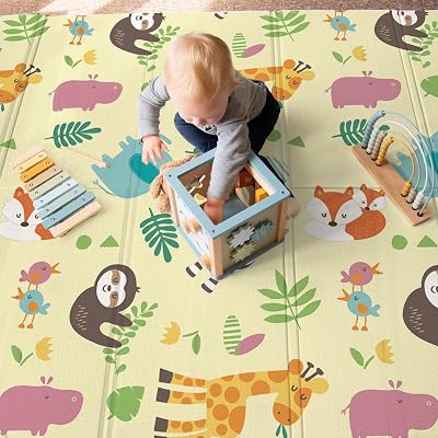 KandyToys Wild Life Foldable Baby Play Mat 120x90cm Thick 10mm XPE