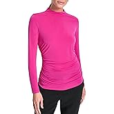 DKNY Womens Long Sleeve Mock Neck Jersey Blouse
