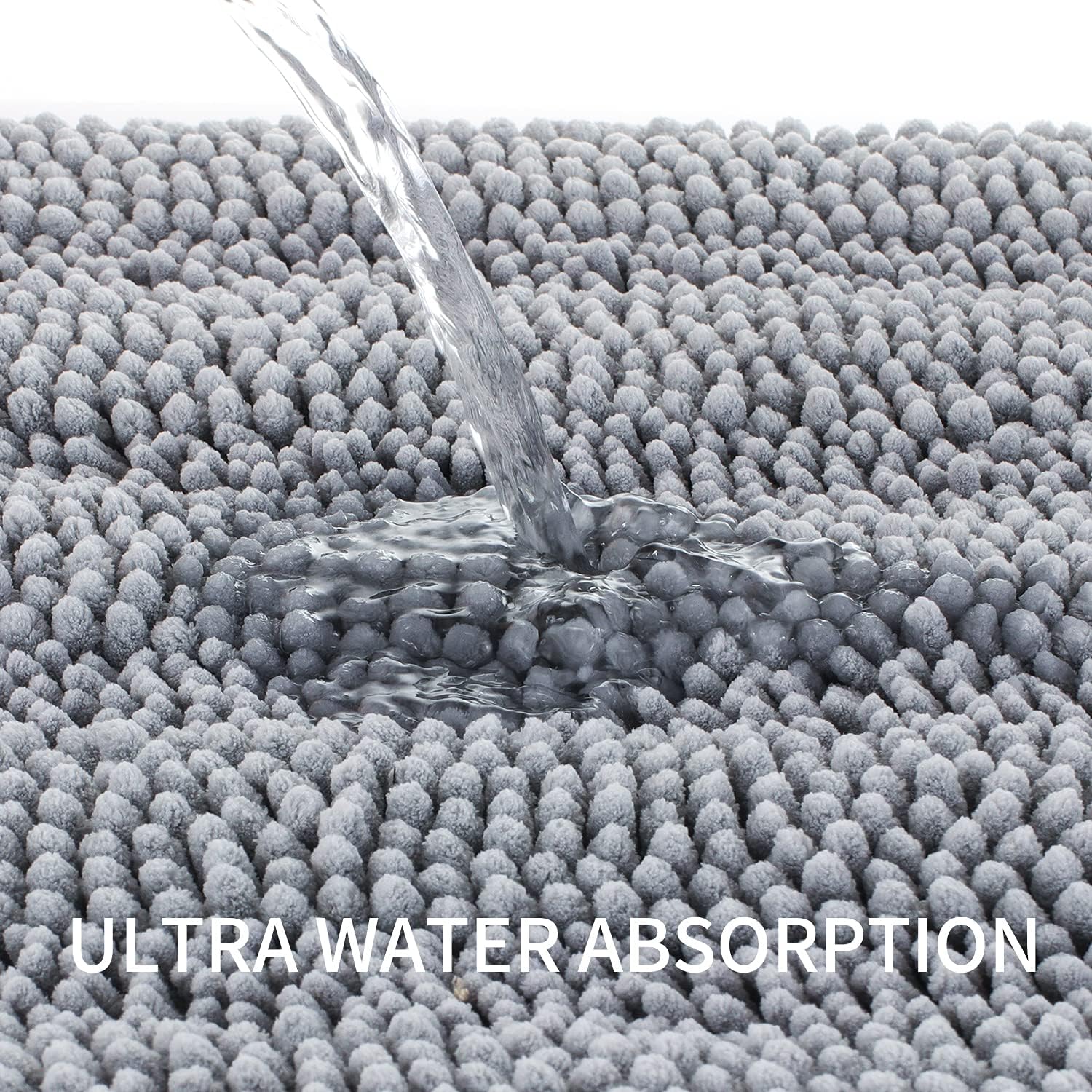 TENGTENGLINK Bath Mats for Bathroom Sets,2 Piece Bath Rugs,Thick Soft Chenille Floor Mats,Non Slip Shower Mats Ultra Water Absorbent Doormat. (Light Grey, 16x24 Plus 20x32) - Image 5