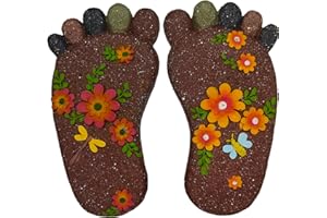 QZSDBWHCB Stepping Stones Outdoor - Garden Decorative Stones for Patio, Deck, Garden or Sidewalk Home Decor Footprint Shaped Stepping Stones Set of 2 （Dark Brown）
