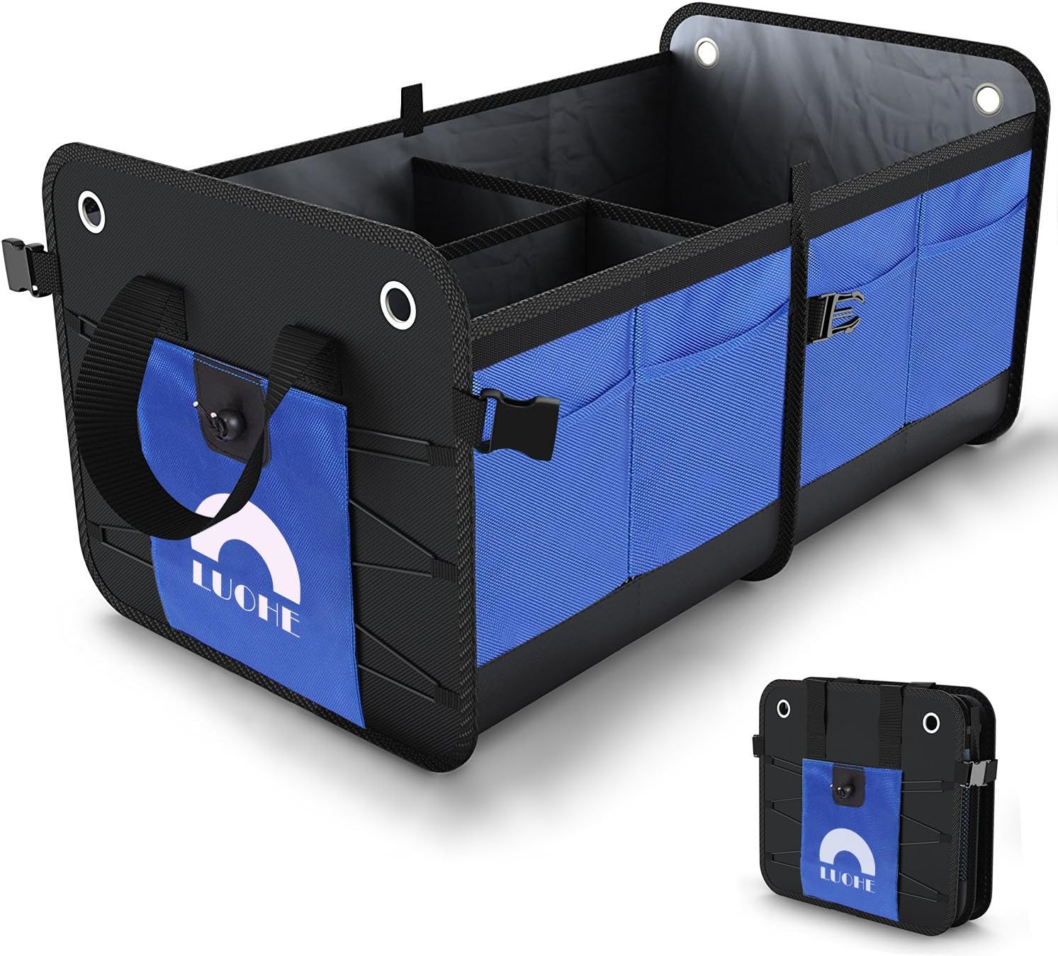 comfitis OMFITIS Car Trunk Organizer Collapsible Waterproof Grocery Cargo Storage Container for SUV Auto Car Trunk Vehicle Car Basket (Blue)