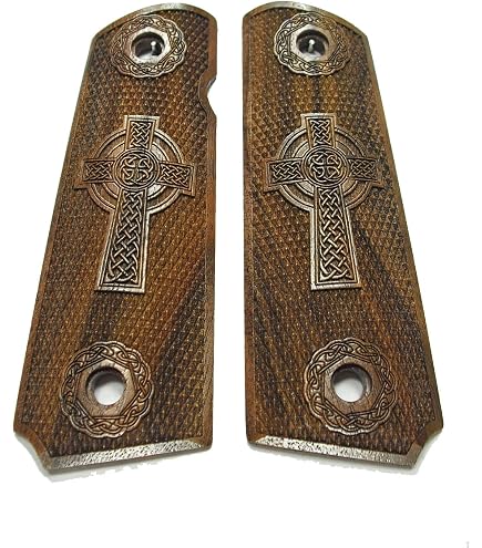 Amazon.com: Pearl Celtic Cross Engraved Full Size 1911 Grips