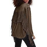 Locachy Women's Faux Suede Fringe Jacket Vintage Western Cowgirl Tassel Jackets Country Concert Outfits