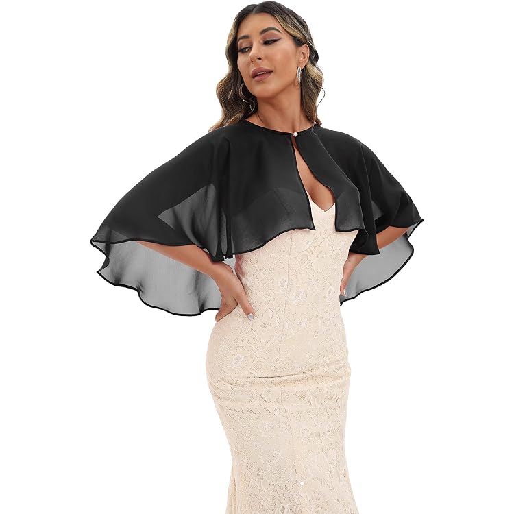 Cape En Mousseline De Soie Pour Femme - Légère, Transparente, Idéale Mariage, Soirée Ou Protection Solaire