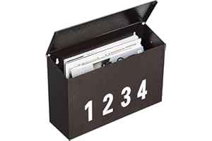 LAND·VOI Wall-Mount Mailbox with One Flag Kit and Three Sets of 0-9 Mailbox Number Stickers, Galvanized Steel Rust-Proof Metal Post Box,Mailboxes for Outside, 4.33" Dx14.2 Wx10.43 H Textured Bronze