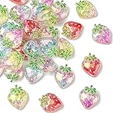 Ipotkitt 30 pcs Transparent Strawberry Resin Beads with Paillette Fruit Berries Spacer Beads for DIY Crafts Jewelry Making Bracelet Necklace Earrings Keychains Purse Supplies Bulk
