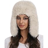 Aiphamy Faux Fur Fluffy Trapper Hat for Women – Winter Warm Russian Ushanka Hat with Ear Flaps