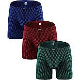 iKingsky Men's Stretch Long Leg Boxer Briefs Sexy Bulge Trunks No Ride Up Shorts Underwear Seamless Front Under Panties