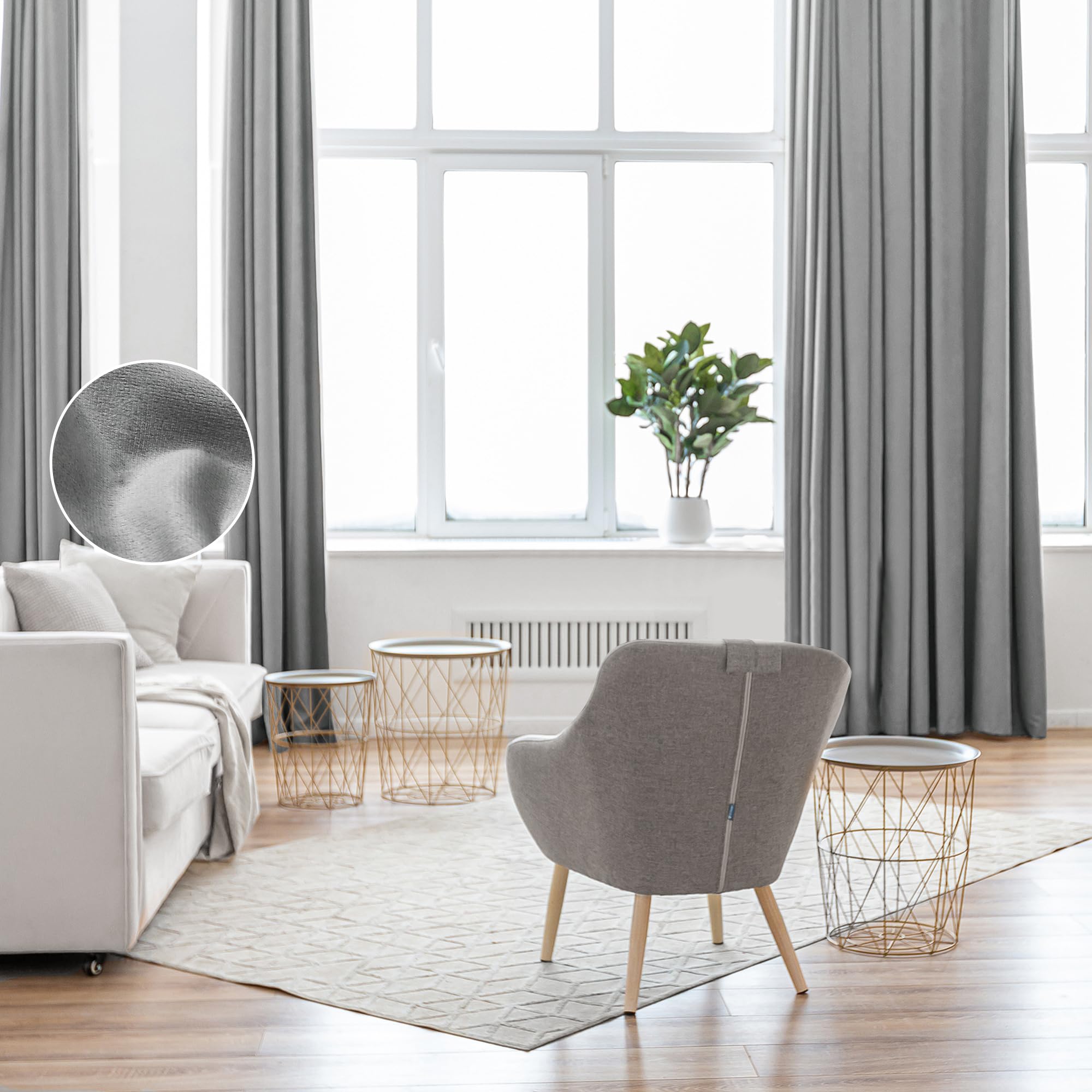 Photo 1 of WEST LAKE Velvet Grey Blackout Winter Curtains Room Darkening Window Panel Super Soft Luxury Drapes for Bedroom Rod Pocket Back Tab Curtain for Living Room,Gray,52" Wx95 L,2 Panels