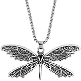 HAQUIL Dragonfly Necklace, Antique Dragonfly Pendant, Box Chain, Vintage Jewelry Gift for Women