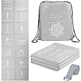 Foldable Yoga Mat for Women, Non Slip Exercise Mat for Home Gym, 5mm Travel Yoga Mats Set With Stretch Strap for Yoga Pilates and Fitness, 68"L x 24"W x 0.2 Inch Thick