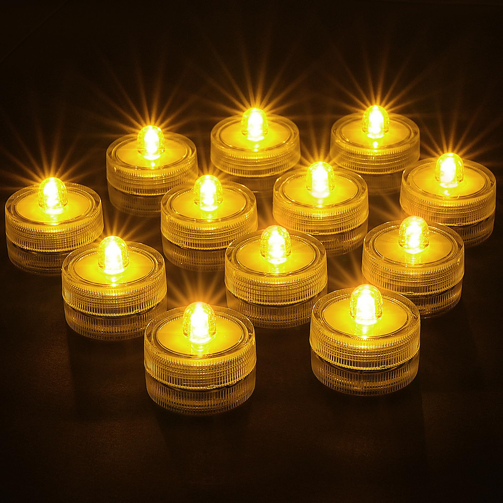 AMFUN 12PCS LED Decorative Candle Light, Submersible LED Lights Tea Lights Candle, Warm White