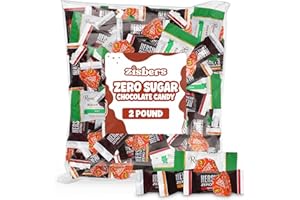 ZISBERS Zero Sugar Bulk Chocolate Candy Variety Pack 2 Pound - Approx. 120 Pieces Individually Wrapped Sugar Free Milk & Dark Mint Chocolate Patties for Gifts, Parties, Snacks, Candy Buffets