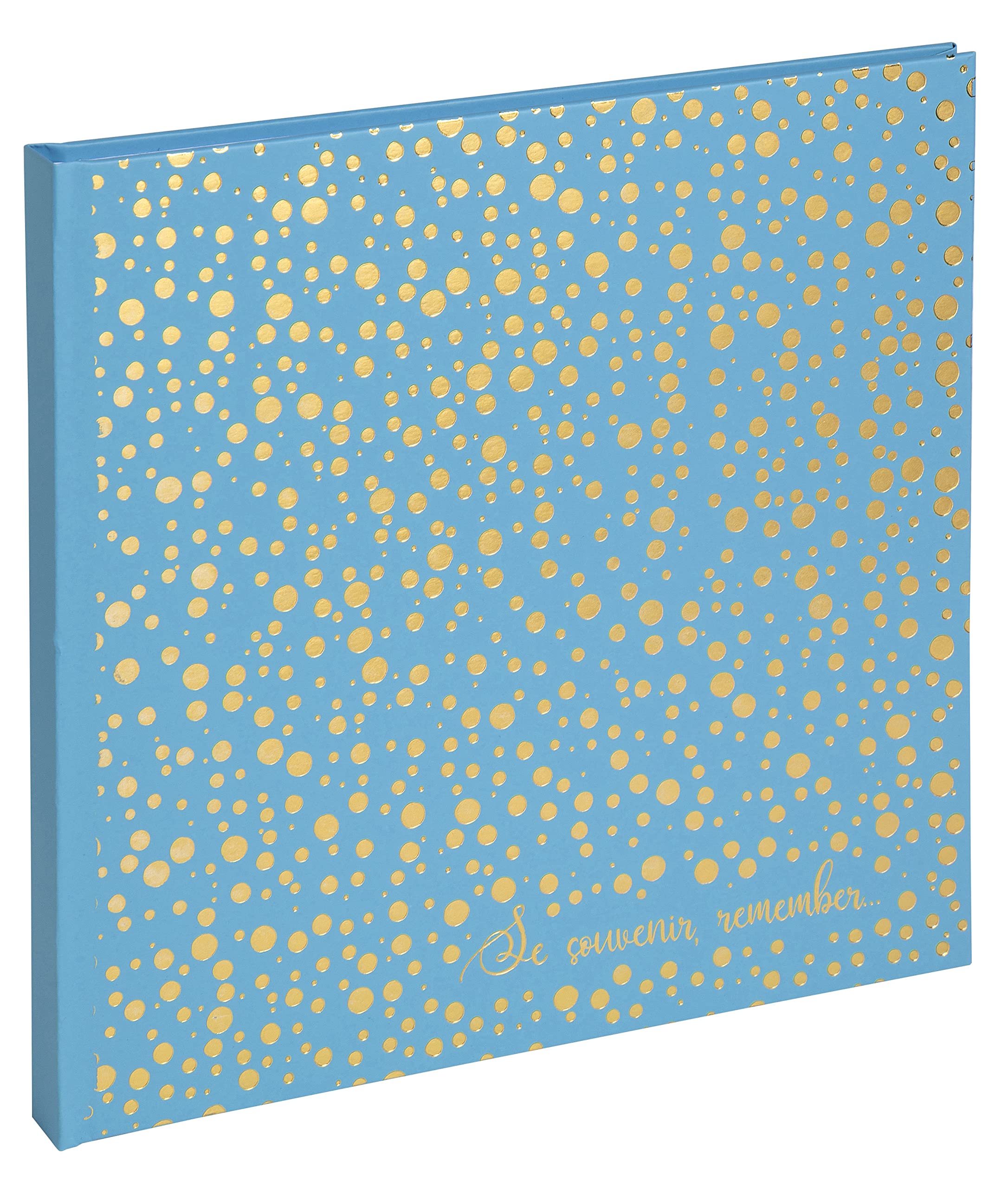 Exacompta - Ref. 16391E - PLUM' book photo album - 60 photos - 30 white pages - size 25 x 25 cm - cover in turquoise green leatherette paper - embossed golden polka dot marking and inscription